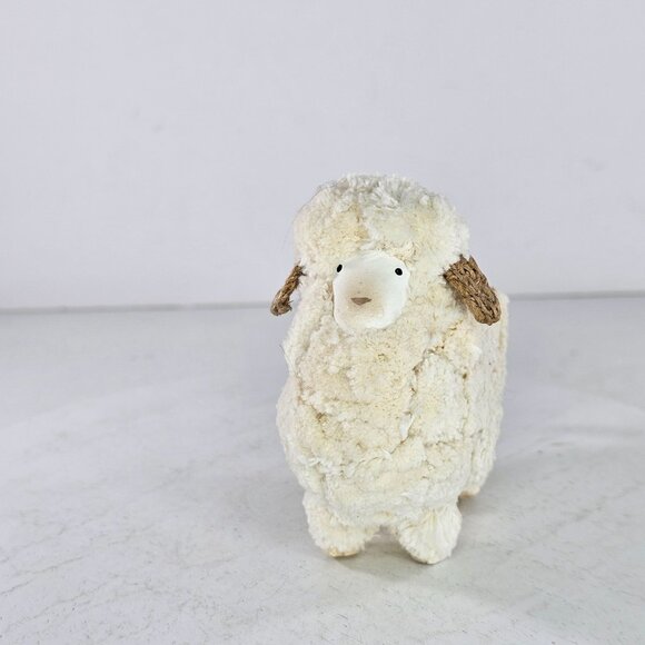 Paper Mache Sheep With Burlap Ears Rustic Cottagecore - Picture 6 of 8